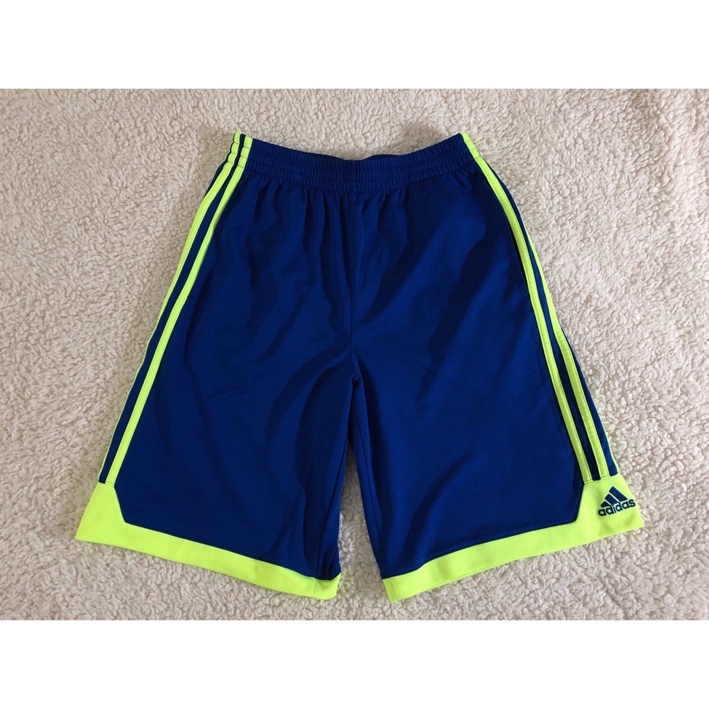 KIDS Adidas Track Shorts Blue/Neon Yellow